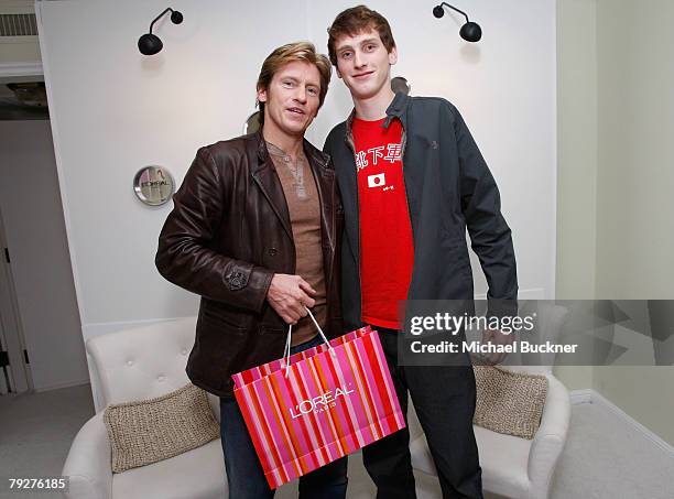 Actor Denis Leary and his son attend The Luxury Lounge in honor of the 2008 SAG Awards featuring the L'Oreal Paris Beauty Suite, held at the Four...