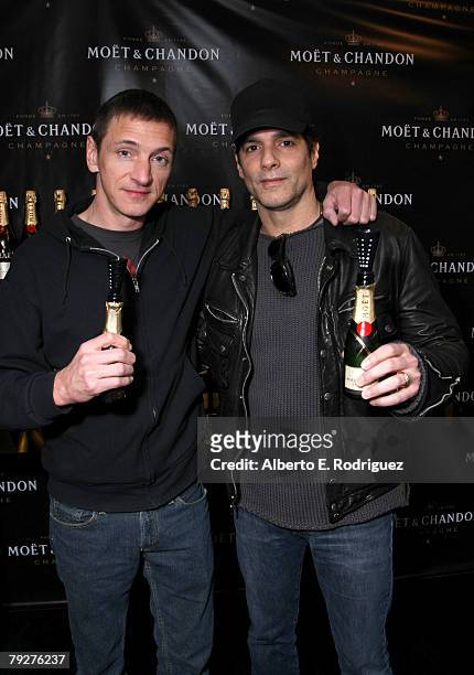 Actors John Hawkes and Yul Vazquez attend the Moet & Chandon suite at The Luxury Lounge in honor of the 2008 SAG Awards, held at the Four Seasons...