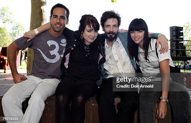 Alex Dimitraides, Emily Barclay, Noah Taylor and MTV's newest VJ Ruby Rose attend the One80 Project festival in Harmony Park on January 27, 2008 in...