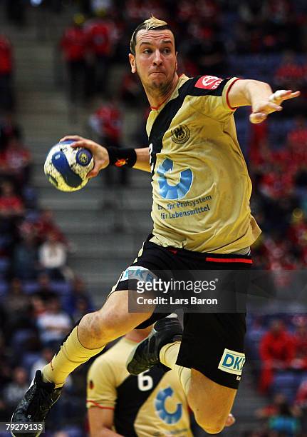 Pascal Hens of Germany in action during the Men's Handball European Championship Third Place Play-off match between Germany and France at the Hakons...