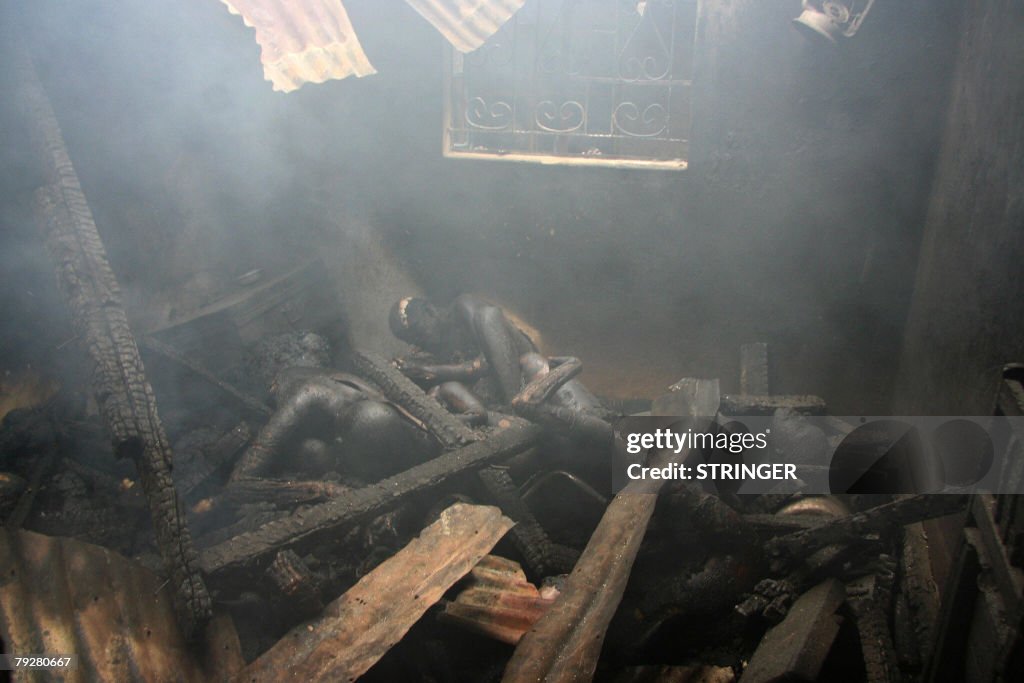 The charred bodies of at least ten peopl