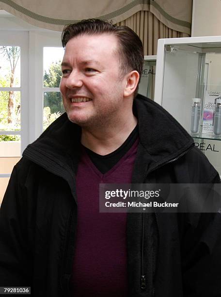 Actor Ricky Gervais attends The Luxury Lounge in honor of the 2008 SAG Awards featuring the L'Oreal Paris Beauty Suite, held at the Four Seasons...