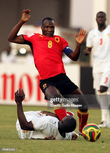 Andre Macanga and Papa Bouba during the Group D Arican Cup Of Nations match between Senegal and Angola held at the Tamale Stadium on January 27, 2008...