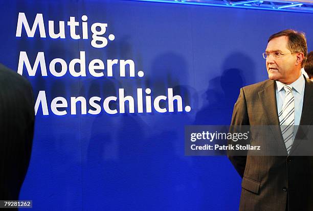 The Minister of Defense, Franz Josef Jung looks on after the state parliamentary elections in Hesse on January 27, 2008 in Wiesbaden, Germany. Andrea...