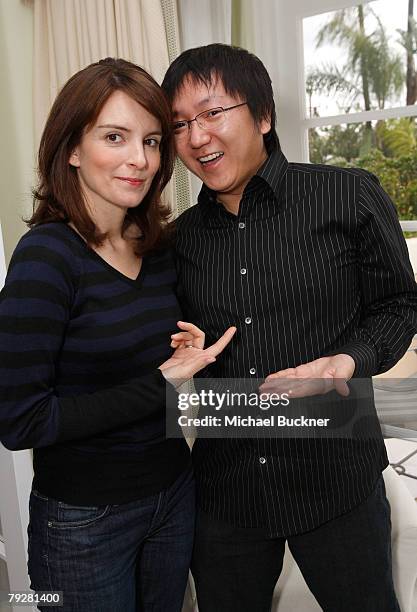 Actress Tina Fey and actor Masi Oka attend The Luxury Lounge in honor of the 2008 SAG Awards featuring the L'Oreal Paris Beauty Suite, held at the...