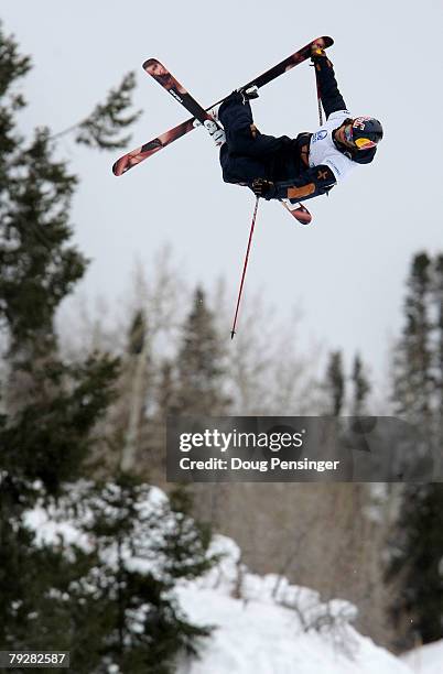 Jon Olsson of Monte Carlo spins a trick enroute to finishing second in the Men's Skiing Slopestyle at Winter X Games Twelve at Buttermilk Mountain on...