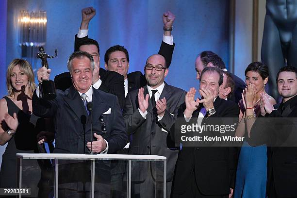 Actor Tony Sirico accepts the Outstanding Performance by an Ensemble in a Drama Series for the "The Sopranos" onstage during the 14th annual Screen...