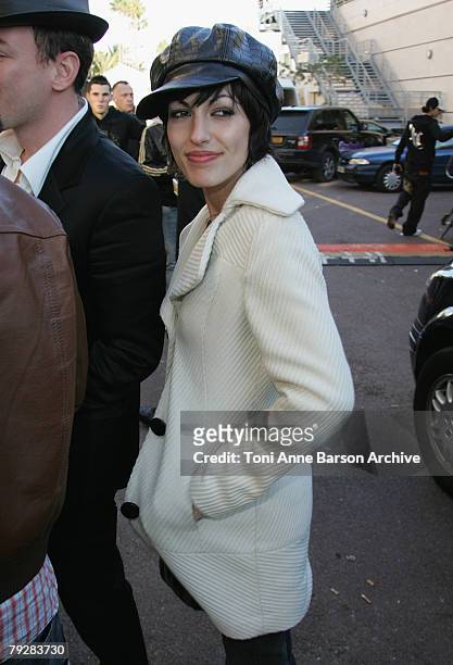 SingerJennifer Ayache of Superbus leaves rehearsals at the 2008 NRJ Msic Awards at the Palais des Festivals on January 26, 2008 in Cannes, France.