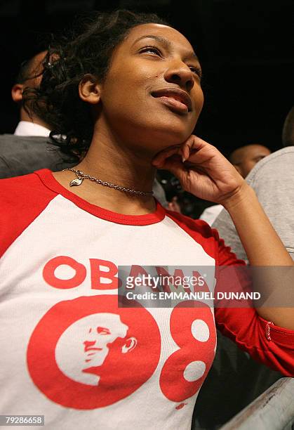 Supporter of US Democratic presidential candidate Illinois Senator Barack Obama attends a rally at the University of Alabama in Birmingham 27 January...