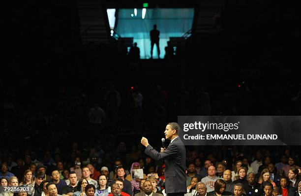 Democratic presidential candidate Illinois Senator Barack Obama speaks during a rally at the University of Alabama in Birmingham 27 January 2008....