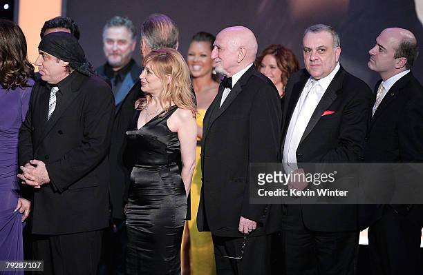 The cast of The Sopranos accepts their award for Outstanding Performance by an Ensemble in a Drama Series during the 14th annual Screen Actors Guild...