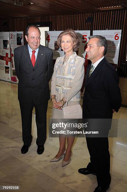 Queen Sophia of Spain visits the Africa House with representatives of the Government of Gran Canaria on January 28, 2008 in Las Palmas, Spain.