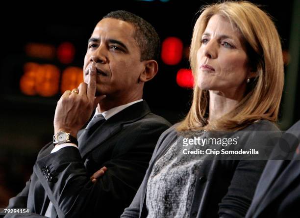 Sen. Barack Obama and Caroline Kennedy attend a rally in the Bender Arena at American University January 28, 2008 in Washington, DC. Obama recieved...