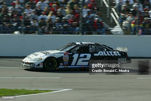 Ryan Newman driving car at the Texas 500 in March 2003 in Ft. Worth, Texas.
