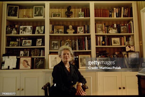 Portrait of Lady Mary Soames, daughter of Winston Churchill, at home in London.
