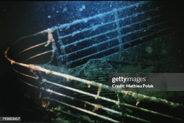 Londres, exposition sur le naufrage du Titanic - Photographie de l'épave du Titanic.