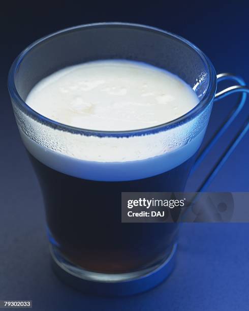 close up image of irish coffee, high angle view, close up - irish coffee stock-fotos und bilder