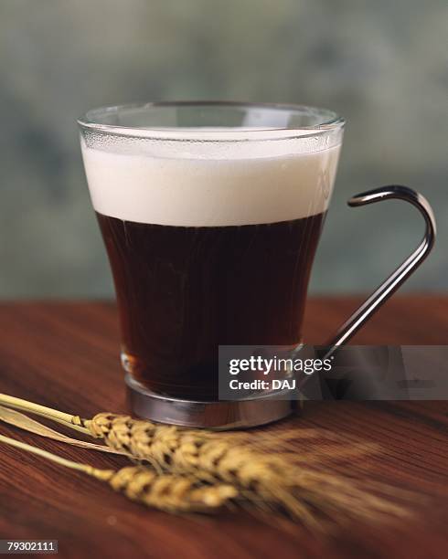 irish coffee and oats, full frame, differential focus, front view - coffee drink stock pictures, royalty-free photos & images