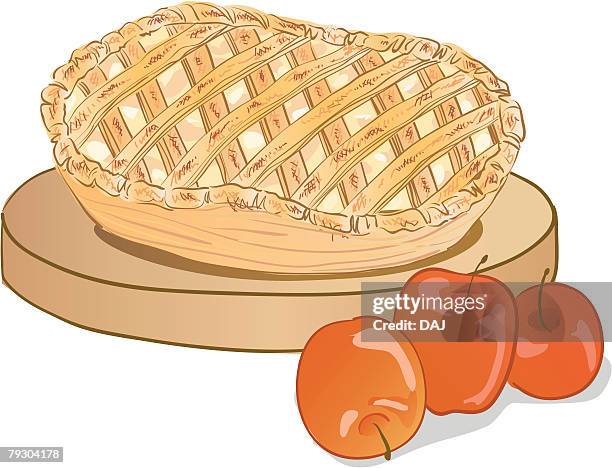 apple pie with apples - apple pie white background stock illustrations