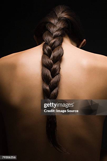 back of a woman - braids stock pictures, royalty-free photos & images