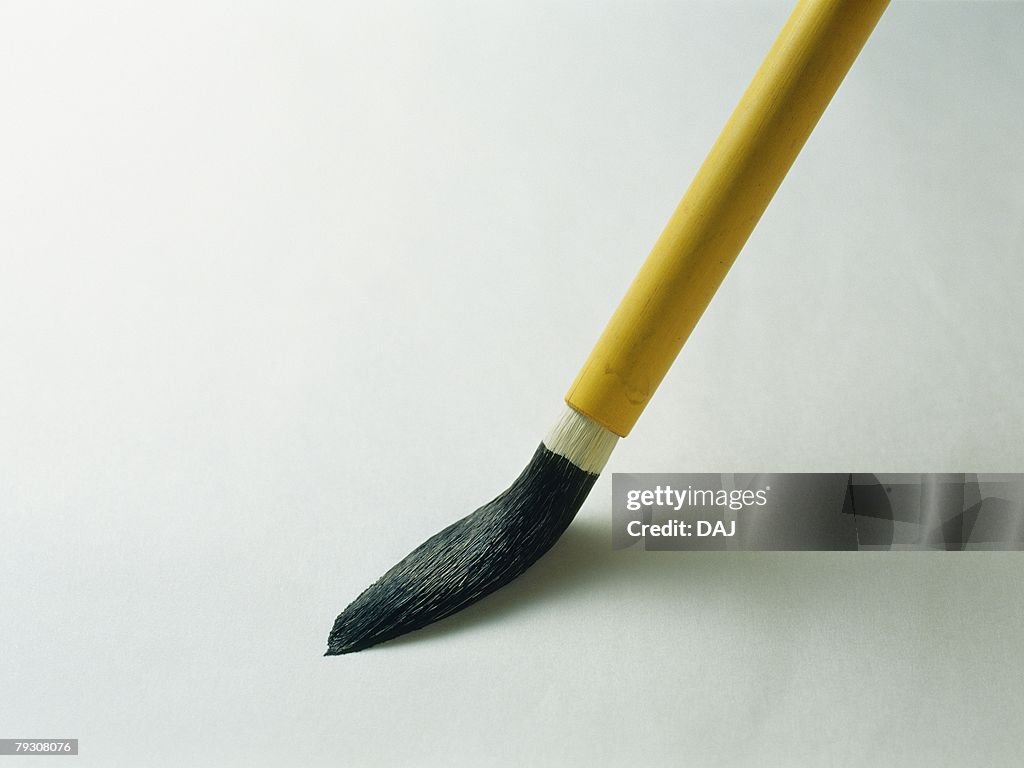 A Japanese calligraphy brush, Close Up, High Angle View