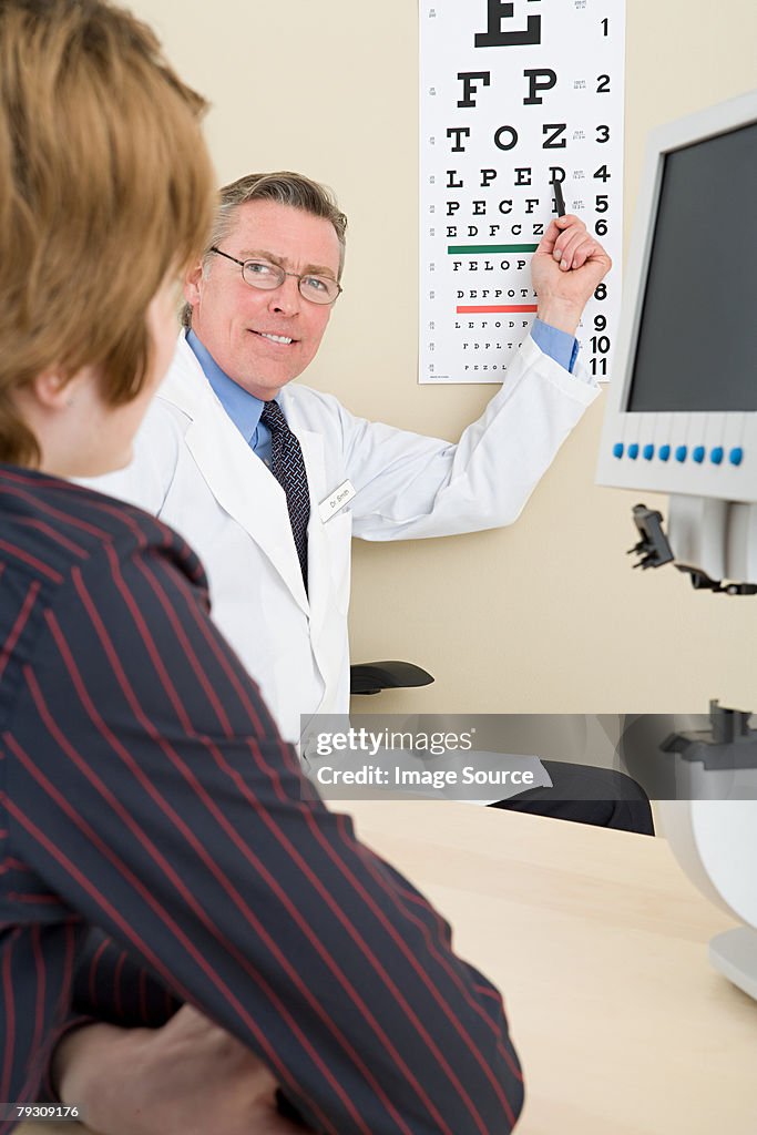 A woman having an eye test