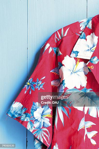 photography of a hawaiian shirt, front view - hawaii hemd stock-fotos und bilder