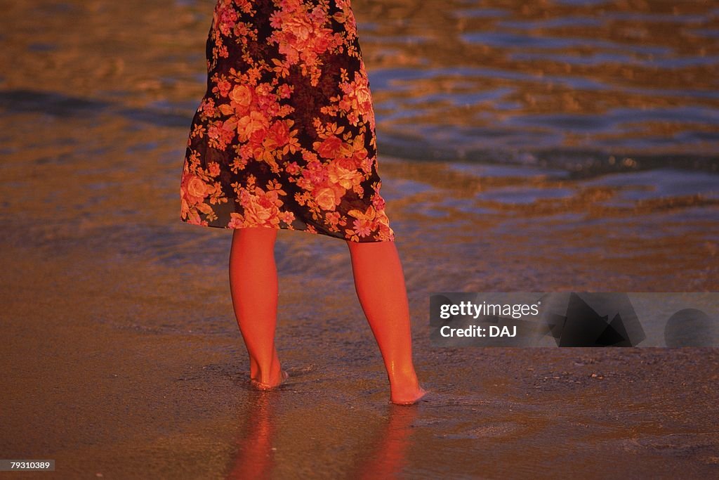 Photography of a woman standing by the ocean, Rear View