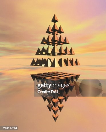 Object of Art in Space, Triangular Pyramid, Side View, Composite Object of Art in Space, Triangular Pyramid, Side View, Composite