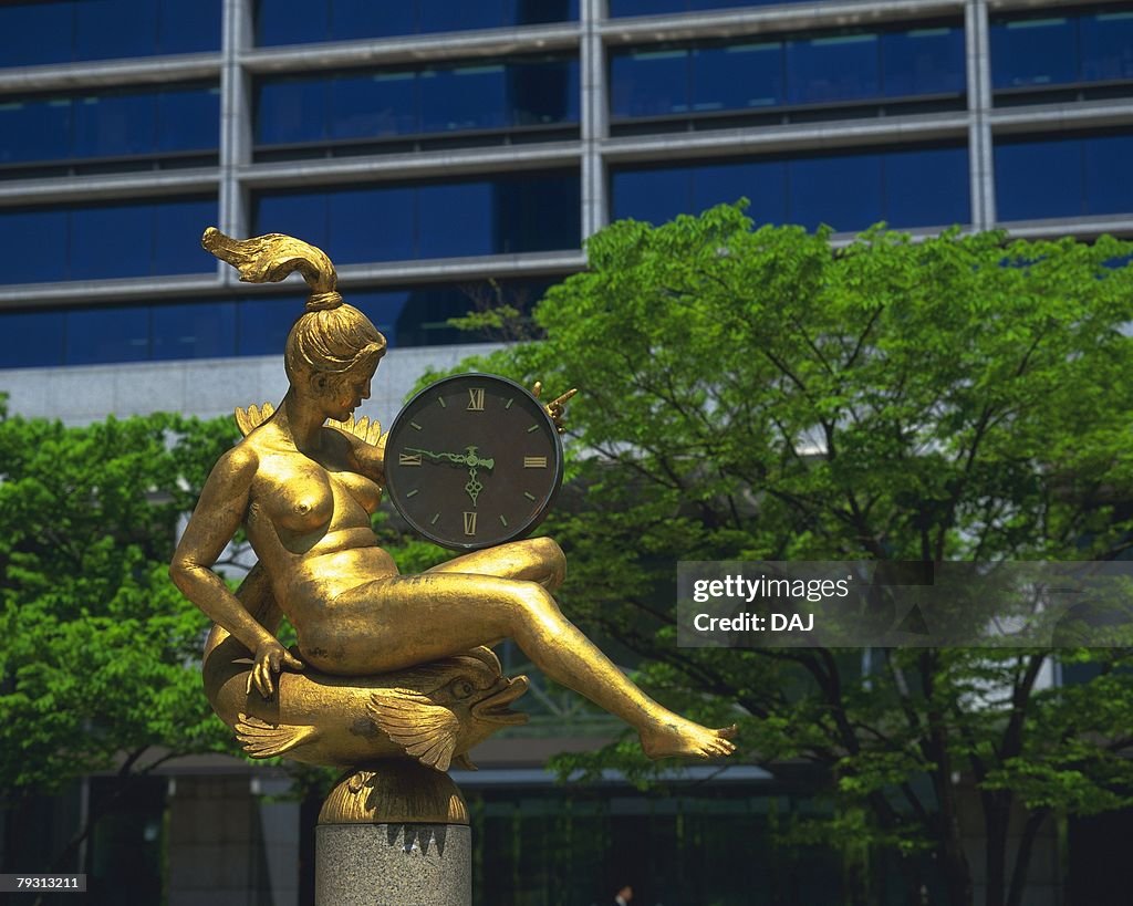 A Clock Statue, Front View, Kobe, Japan