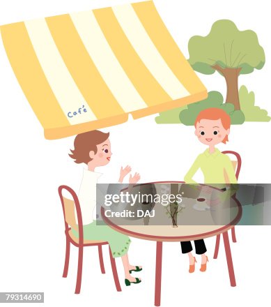 Tea Time, High Angle View, Illustrative Technique Tea Time, High Angle View, Illustrative Technique