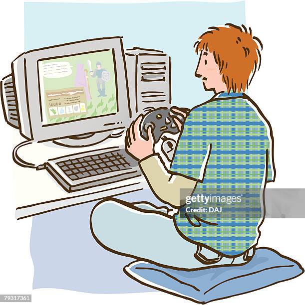 124 Person Looking At Computer From Behind Drawing Stock Photos, High ...