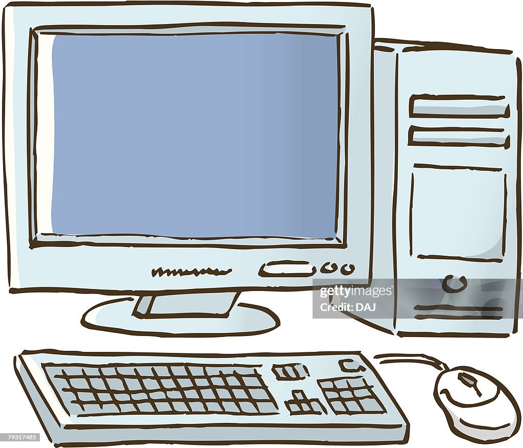Computer High View Personal Computer Close Up High Angle View High-Res Vector Graphic ...
