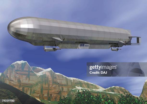 airship, cg, illustration, low angle view - tree from below stock illustrations