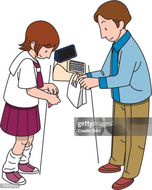 convenience store, high angle view, illustrative technique - convenience store interior stock illustrations