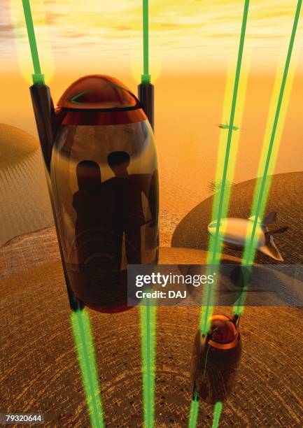 imaginary elevators, illustration, cg, high angle view - 3 elevators stock illustrations