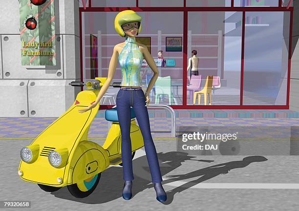 imaginary life in future, illustration, cg, front view - restaurant window stock illustrations