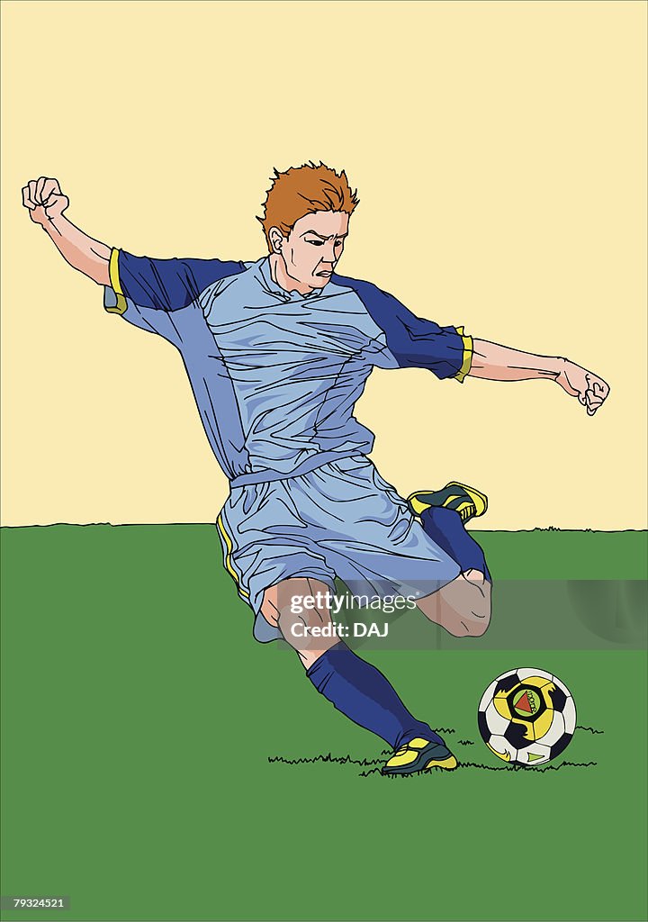 Painting of a football player, Illustration