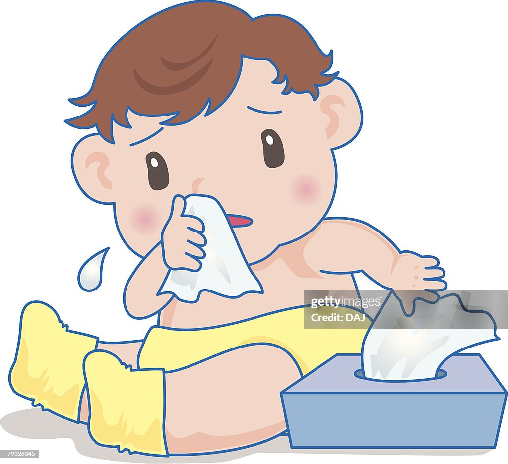 Baby Using Tissue High-Res Vector Graphic - Getty Images