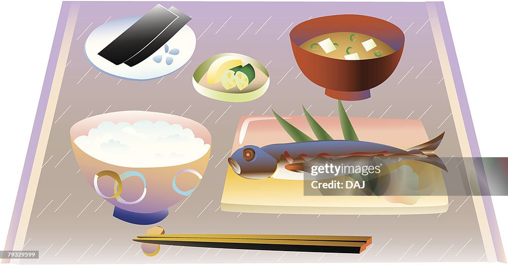 Japanese dish, close-up, illustration