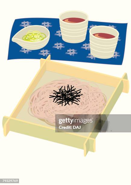 soba, close-up, illustration - place mat stock illustrations