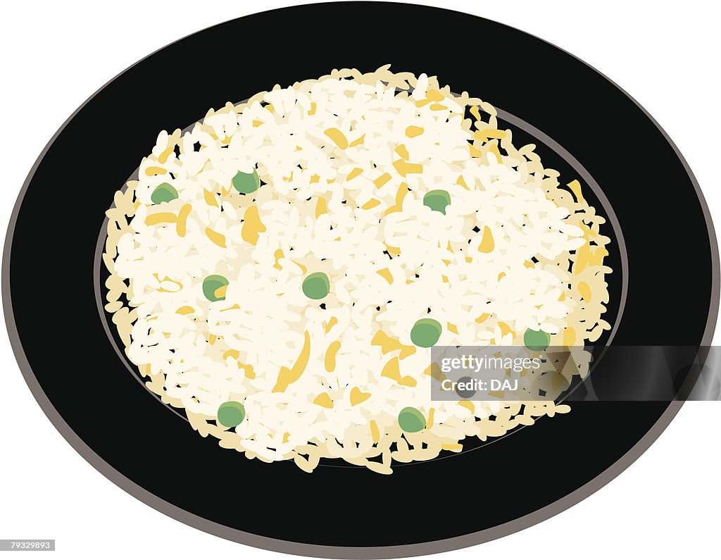 Western style fried rice, close-up, illustration