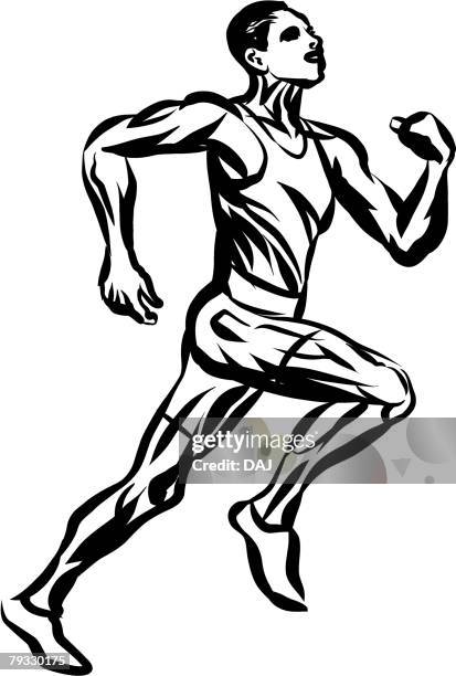 runner, pen and ink - man brushing teeth stock illustrations