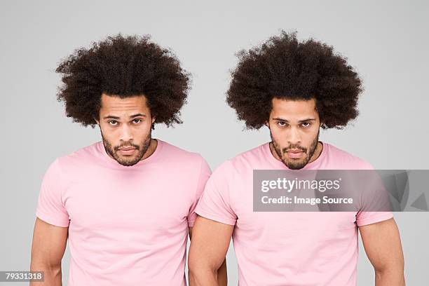 portrait of twins - identical twins stockfoto's en -beelden