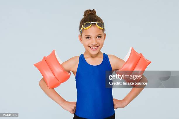 girl swimmer - arm band stock pictures, royalty-free photos & images