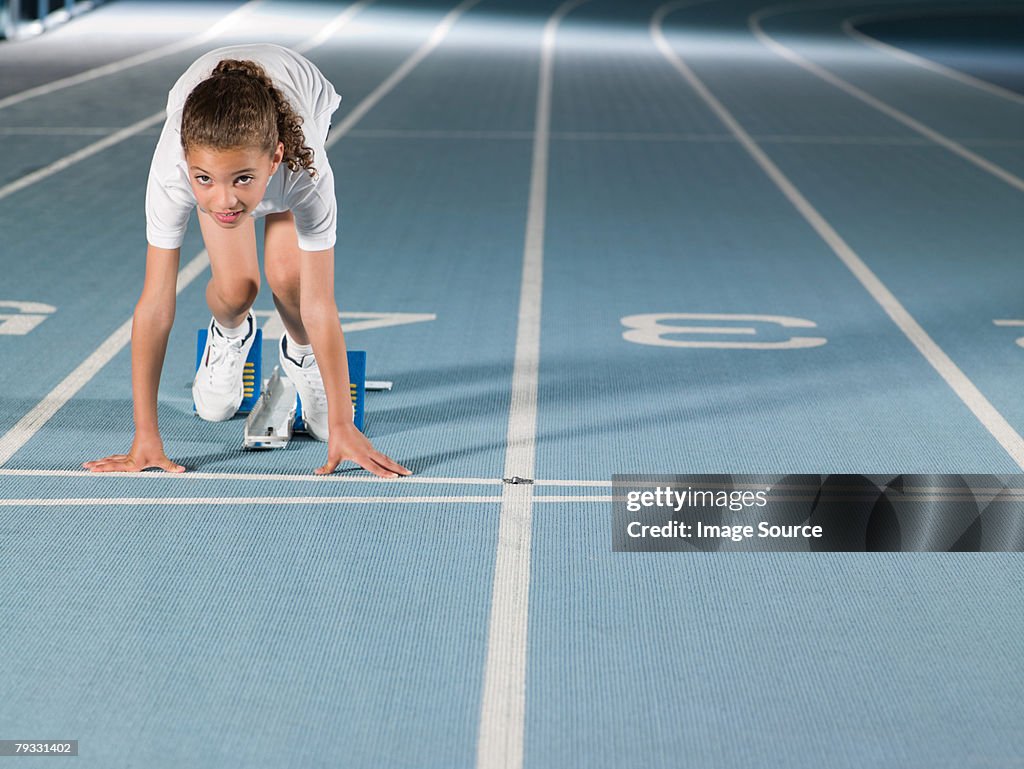 Girl on starting line