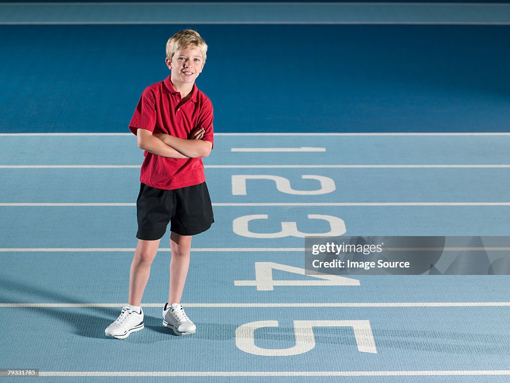 Boy on a race track