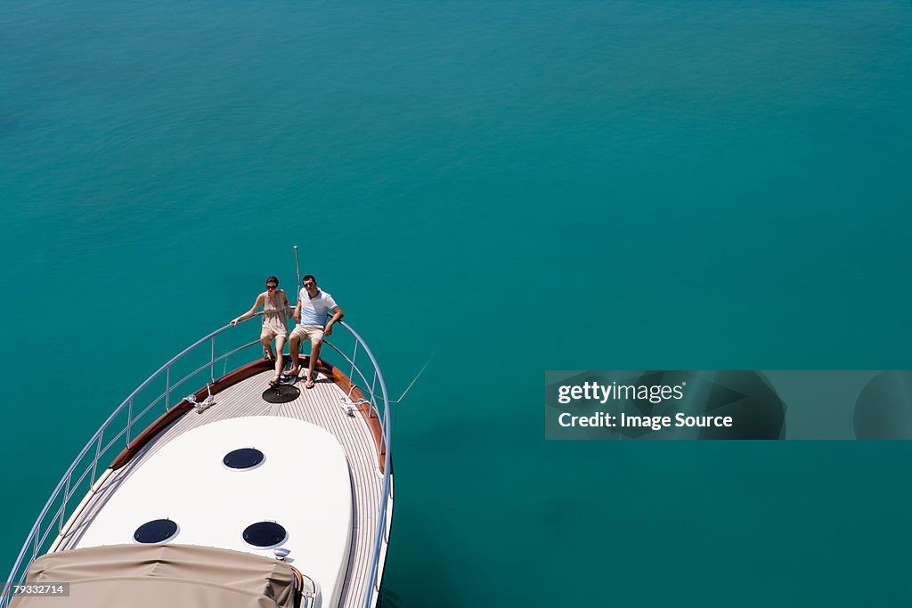 Couple on a yacht in the sea