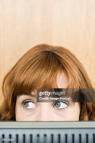 Woman Head Over Computer Screen Peeking Computer Photos and Premium High Res Pictures - Getty Images