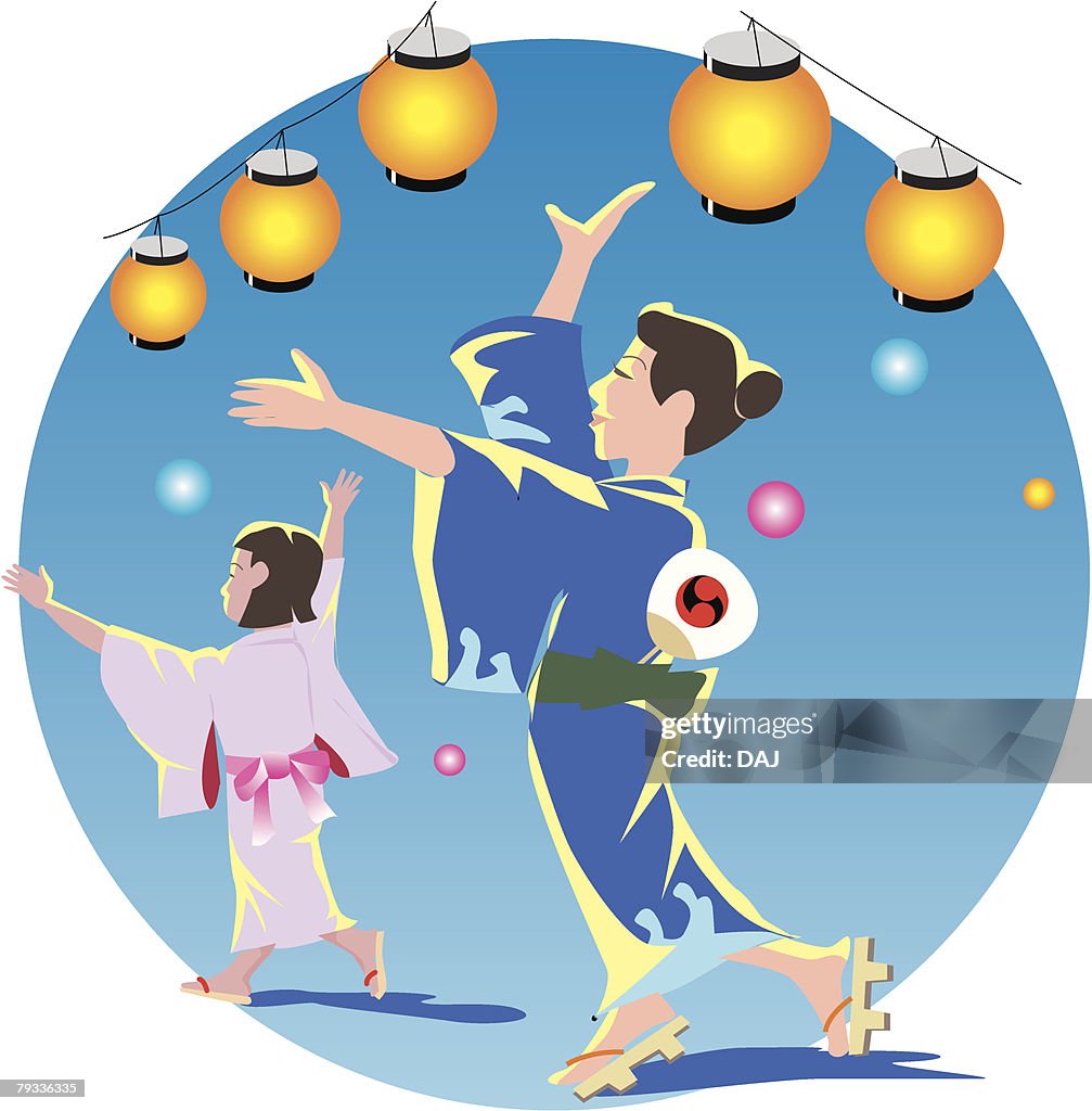 Young women dancing in park, Bonsodori